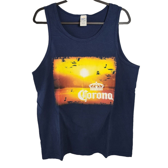 Vintage 90s Corona Beach Party Beer Alcohol Promo Tank Top Beach Muscle Shirt L - Picture 1 of 3